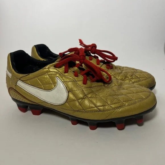 2009 Nike Ronaldinho Dois FG 324761 712 Gold Black Soccer Cleats Men’s Sz 7.5
